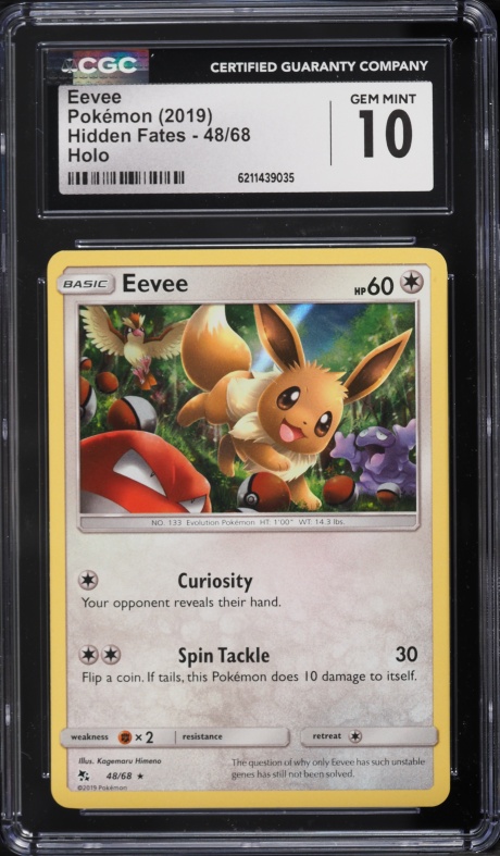 2019 Pokemon Sun & Moon Hidden Fates Holo Eevee #48 CGC 10 GEM MINT
