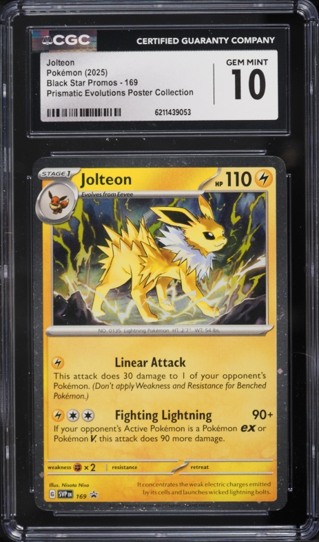 2025 Pokemon Scarlet & Violet Promo Prismatic Evolutions Poster Collection Jolteon #169 CGC 10
