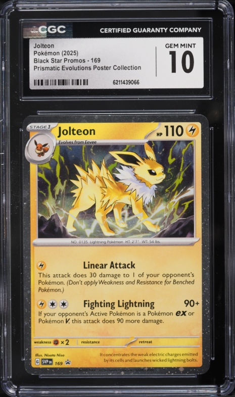 2025 Pokemon Scarlet & Violet Promo Prismatic Evolutions Poster Collection Jolteon #169 CGC 10