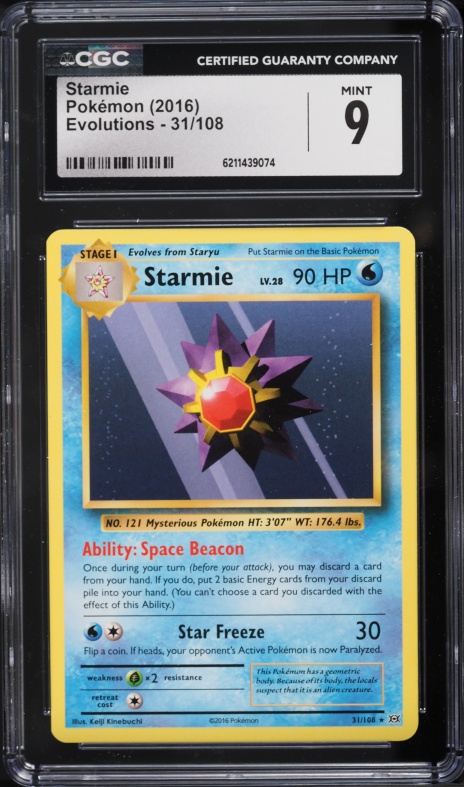 2016 Pokemon Evolutions Starmie #31 CGC 9 MINT