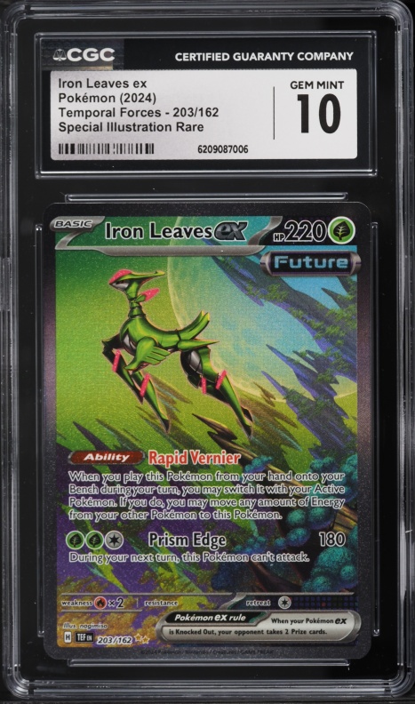 2024 Pokemon Scarlet & Violet Temporal Forces SIR Iron Leaves Ex #203 CGC 10 GEM MINT