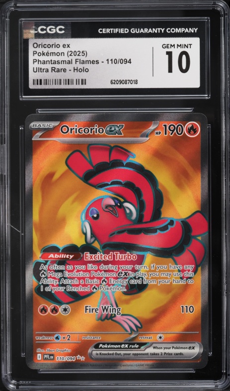 2025 Pokemon Mega Evolution Phantasmal Flames Full Art Oricorio Ex #110 CGC 10 GEM MINT