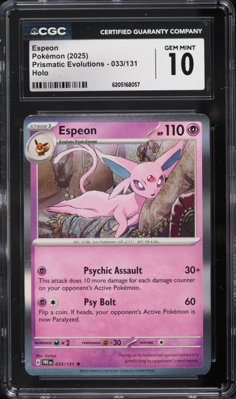 2025 Pokemon Scarlet & Violet Prismatic Evolutions Holo Espeon #33 CGC 10 GEM MINT