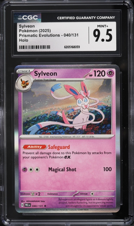 2025 Pokemon Scarlet & Violet Prismatic Evolutions Holo Sylveon #40 CGC 9.5 MINT+