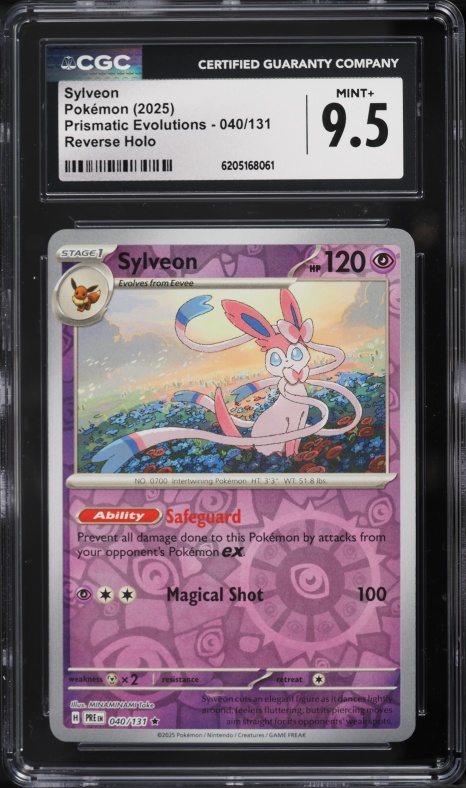 2025 Pokemon Scarlet & Violet Prismatic Evolutions Reverse Holo Sylveon #40 CGC 9.5 MINT+
