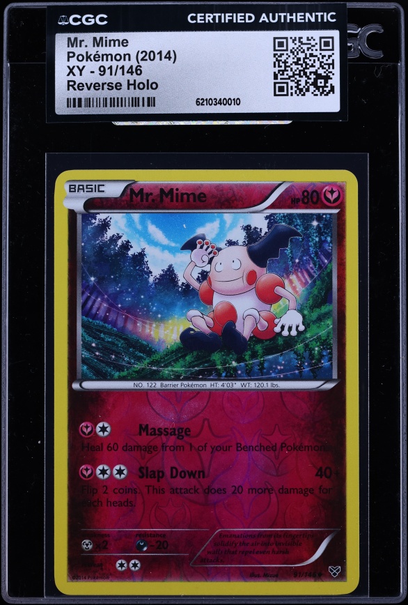 2014 Pokemon XY Reverse Holo Mr. Mime #91 CGC AUTH
