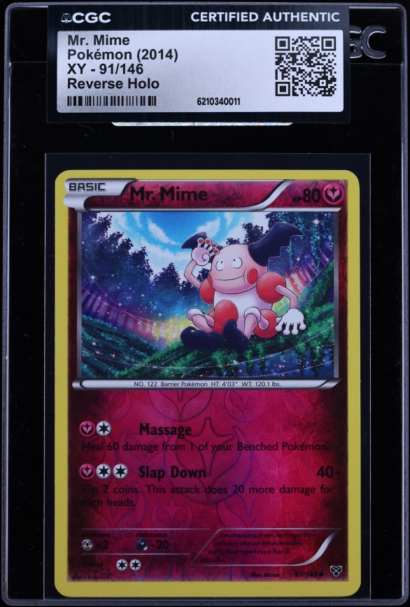 2014 Pokemon XY Reverse Holo Mr. Mime #91 CGC AUTH