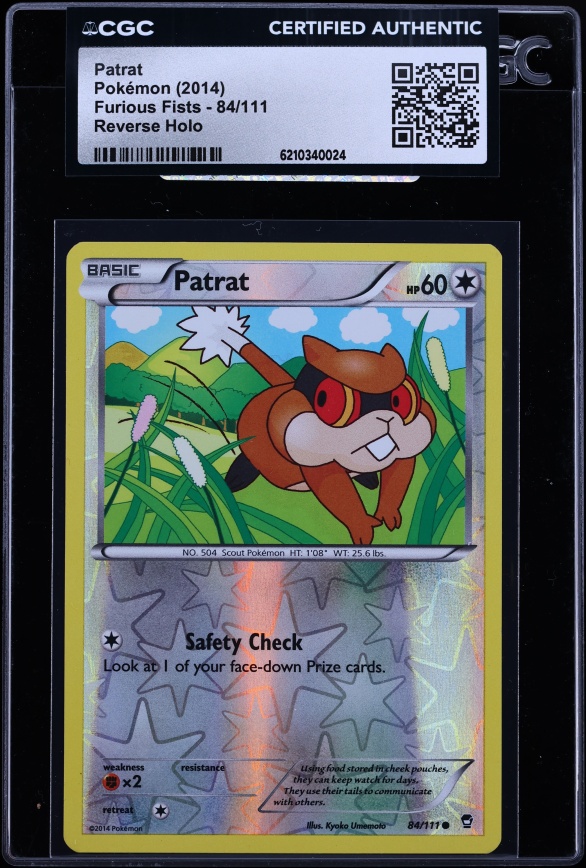2014 Pokemon Furious Fists Reverse Holo Patrat #84 CGC AUTH