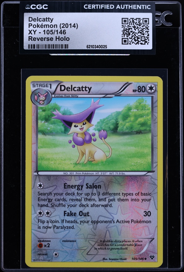 2014 Pokemon XY Reverse Holo Delcatty #105 CGC AUTH