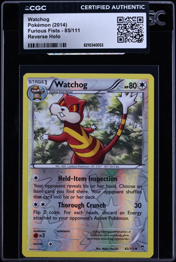 2014 Pokemon Furious Fists Reverse Holo Watchog #85 CGC AUTH