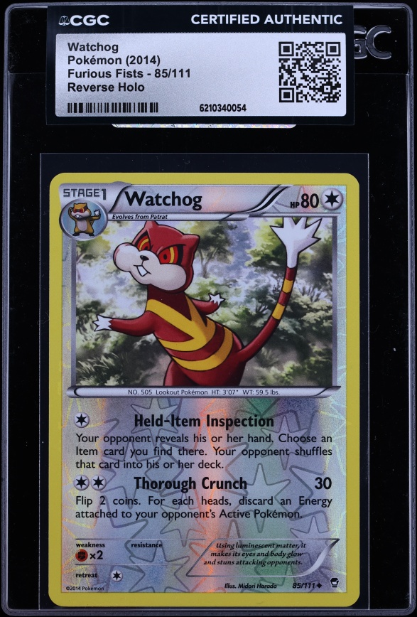 2014 Pokemon Furious Fists Reverse Holo Watchog #85 CGC AUTH