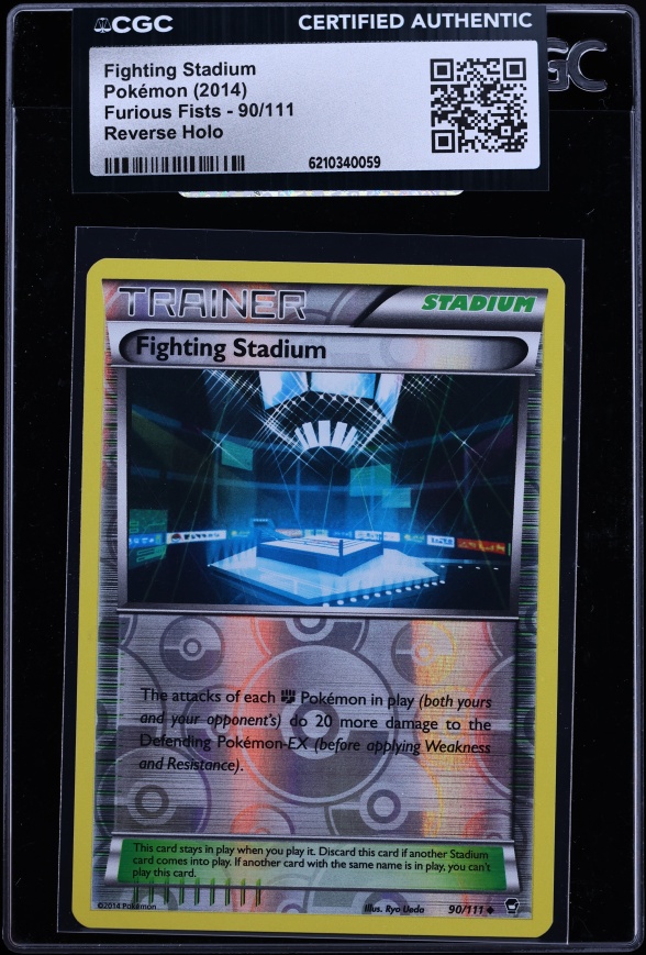 2014 Pokemon Furious Fists Reverse Holo Fighting Stadium #90 CGC AUTH