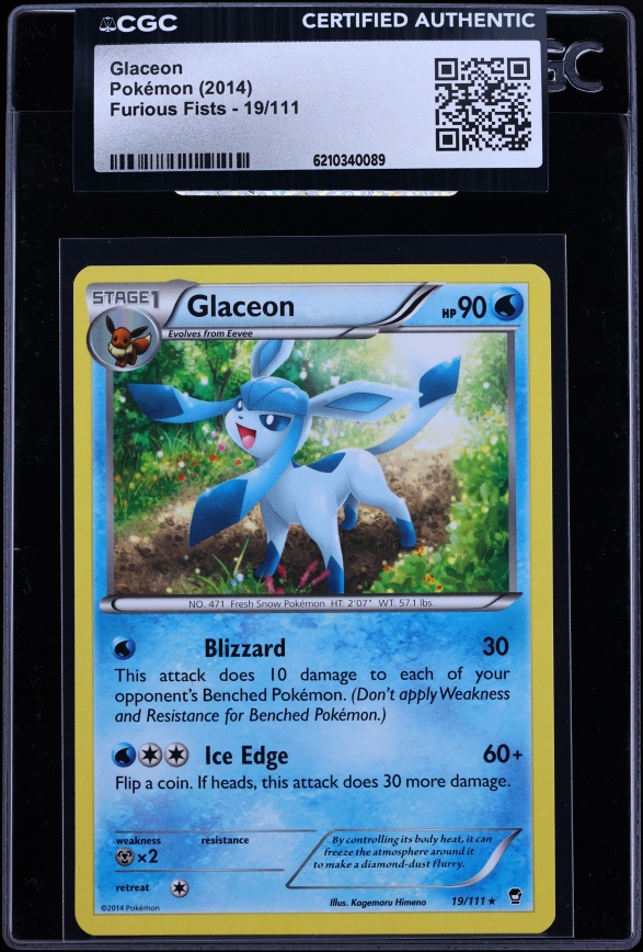 2014 Pokemon XY Furious Fists Glaceon #19 CGC AUTH