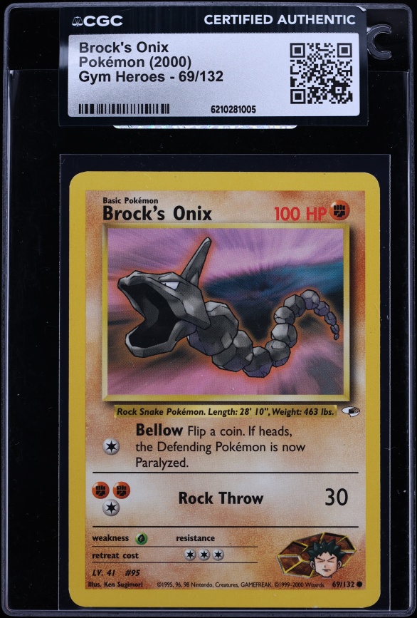 2000 Pokemon Gym Heroes Brock's Onix #69 CGC AUTH