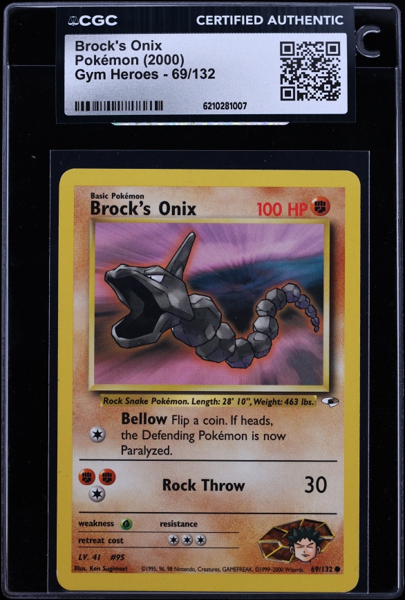 2000 Pokemon Gym Heroes Brock's Onix #69 CGC AUTH