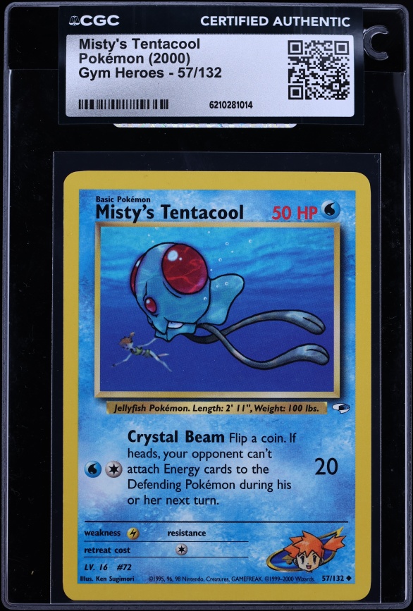 2000 Pokemon Gym Heroes Misty's Tentacool #57 CGC AUTH