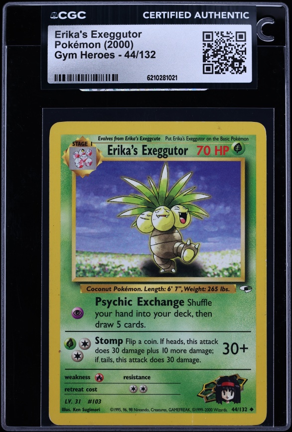 2000 Pokemon Gym Heroes Erika's Exeggutor #44 CGC AUTH