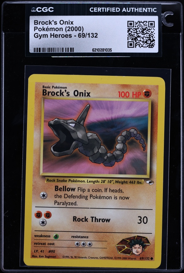 2000 Pokemon Gym Heroes Brock's Onix #69 CGC AUTH