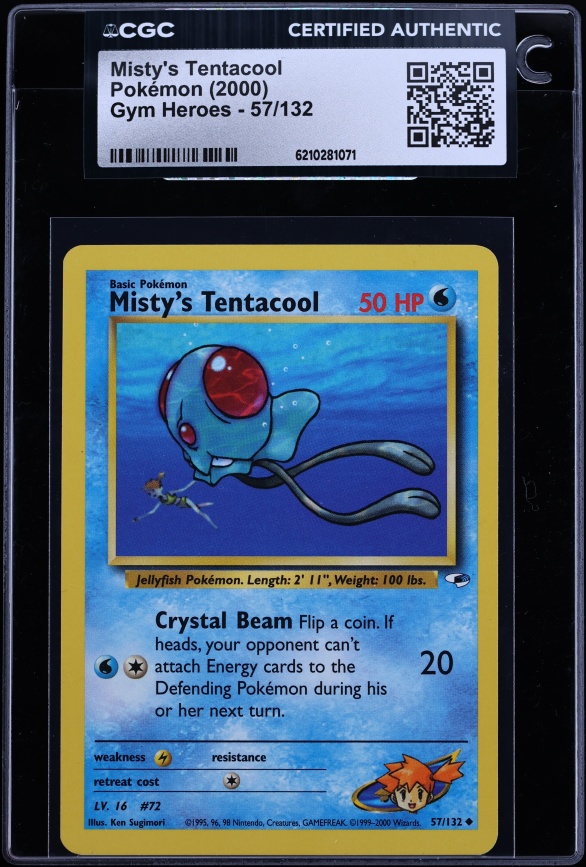 2000 Pokemon Gym Heroes Misty's Tentacool #57 CGC AUTH