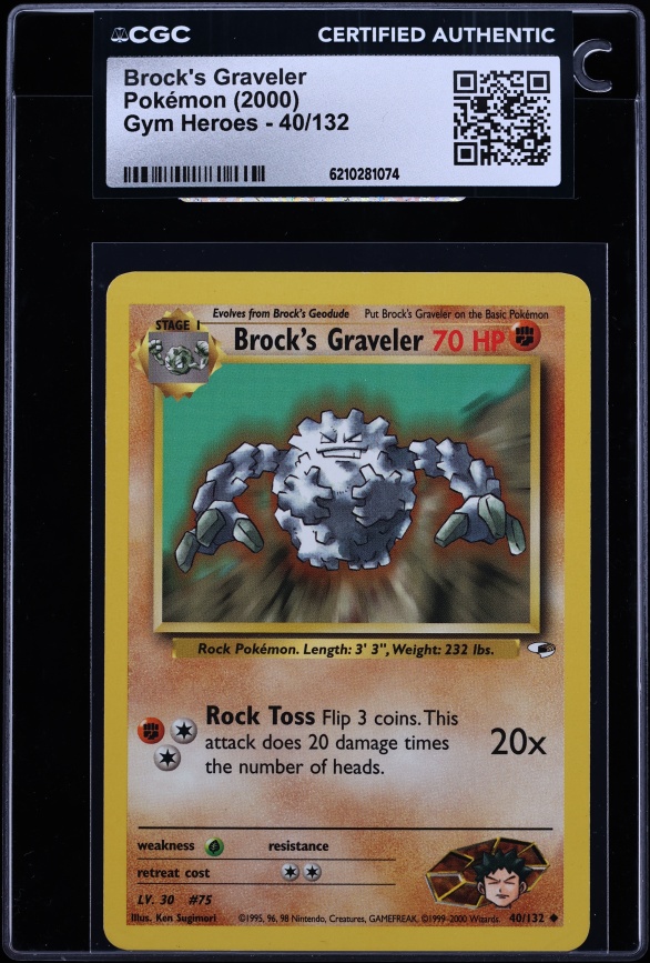 2000 Pokemon Gym Heroes Brock's Graveler #40 CGC AUTH