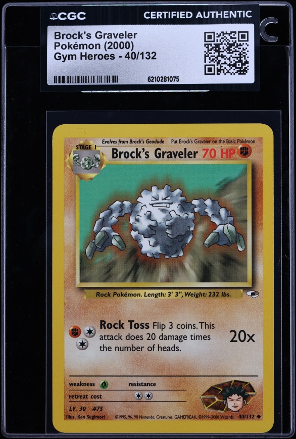 2000 Pokemon Gym Heroes Brock's Graveler #40 CGC AUTH