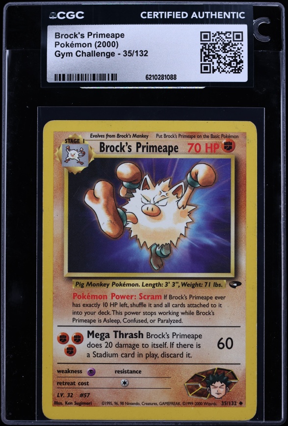 2000 Pokemon Gym Challenge Brock's Primeape #35 CGC AUTH