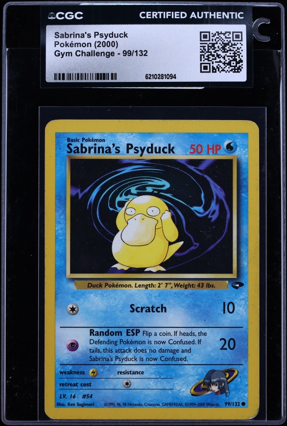 2000 Pokemon Gym Challenge Sabrina's Psyduck #99 CGC AUTH