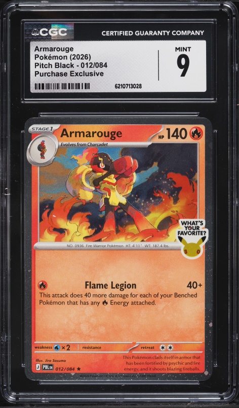 2026 Pokemon Mega Evolution Pitch Black Purchase Exclusive Armarouge #12 CGC 9 MINT