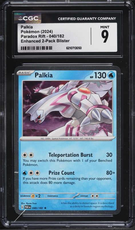 2024 Pokemon Scarlet & Violet Paradox Rift Enhanced Pack Palkia #40 CGC 9 MINT
