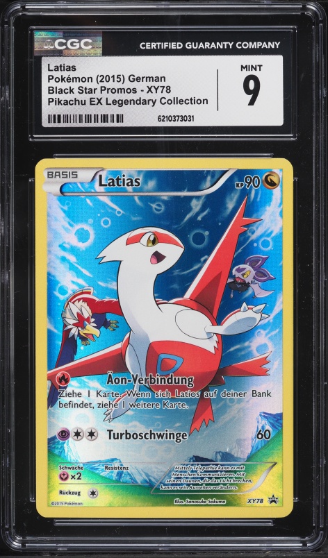 2015 Pokemon German XY Black Star Promo Pikachu Ex Legendary Full Art Latias #XY78 CGC 9 MINT
