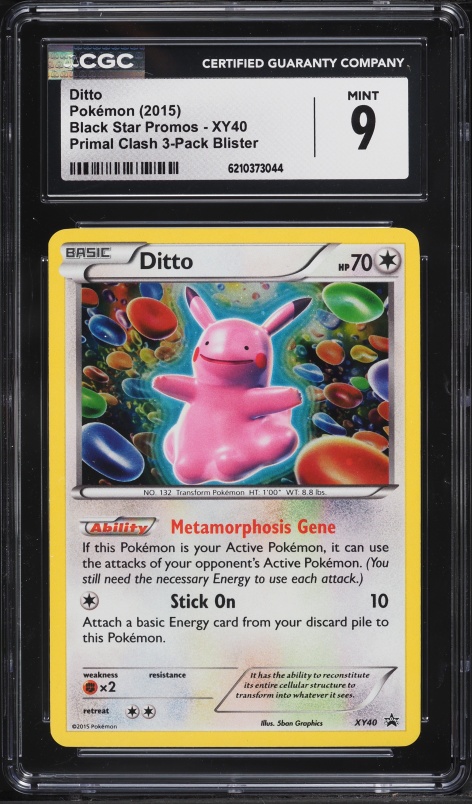 2015 Pokemon Black Star Promo Primal Clash 3-Pack Blister Ditto #XY40 CGC 9 MINT