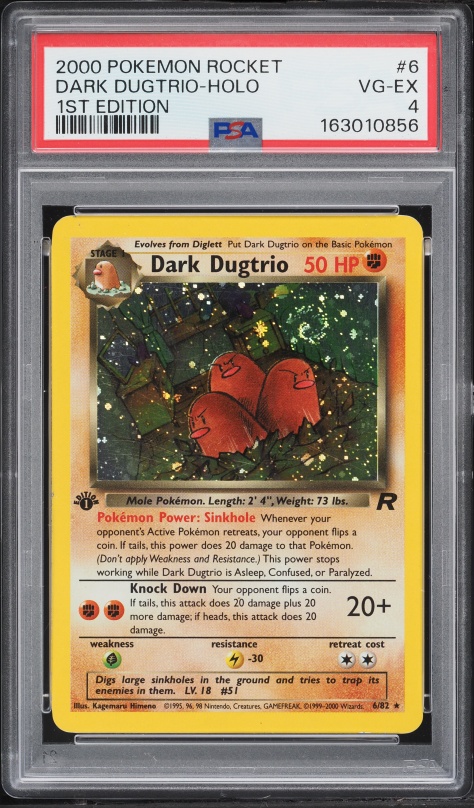 2000 Pokemon Team Rocket 1st Edition Holo Dark Dugtrio #6 PSA 4 VGEX