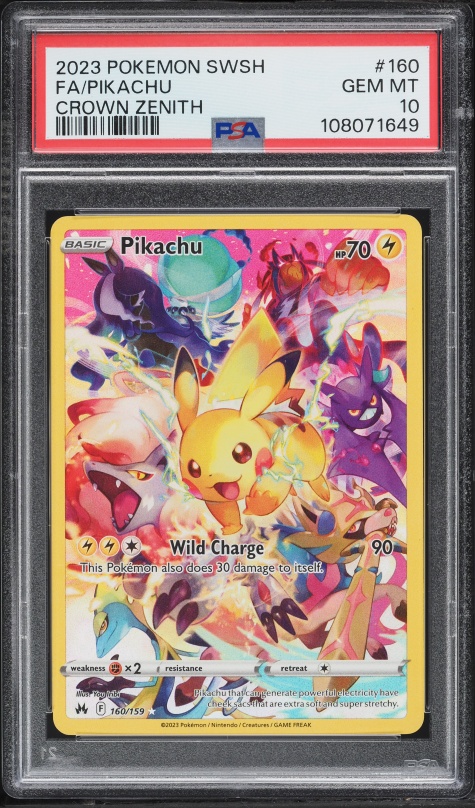 2023 Pokemon Sword & Shield Crown Zenith SEC Pikachu #160 PSA 10