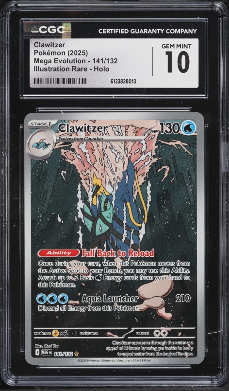 2025 Pokemon Mega Evolution IR Clawitzer #141 CGC 10 GEM MINT