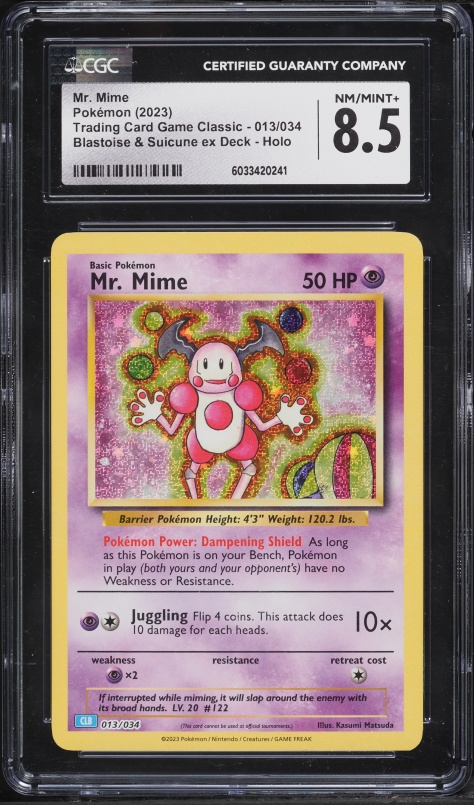 2023 Pokemon SV TCG Classic Blastoise & Suicune Ex Holo Mr. Mime #13 CGC 8.5 NM-MT+