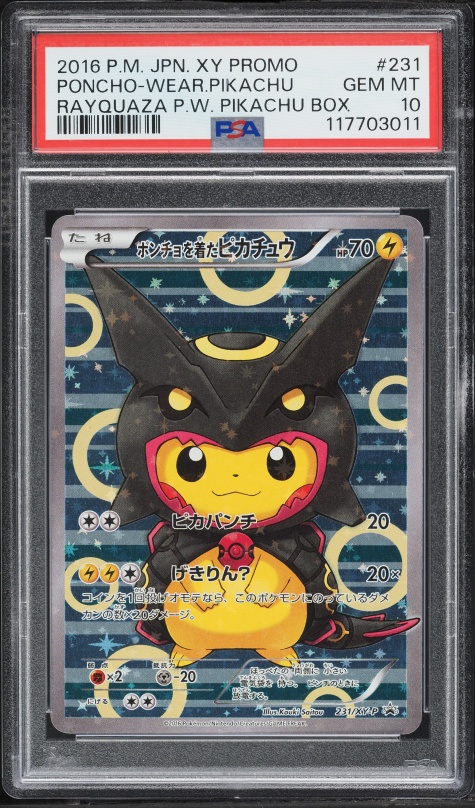 2016 Pokemon Japanese XY Promo Full Art Rayquaza Poncho Wearing Pikachu #231 PSA 10 GEM MINT