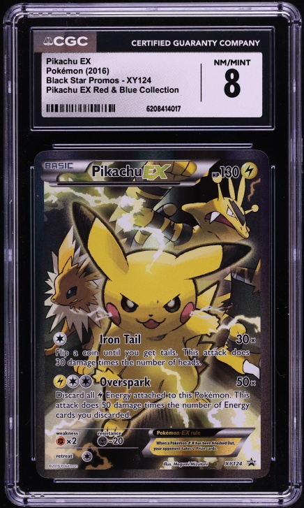 2016 Pokemon XY Black Star Promo Red & Blue Collection Full Art Pikachu Ex #XY124 CGC 8 NM-MT