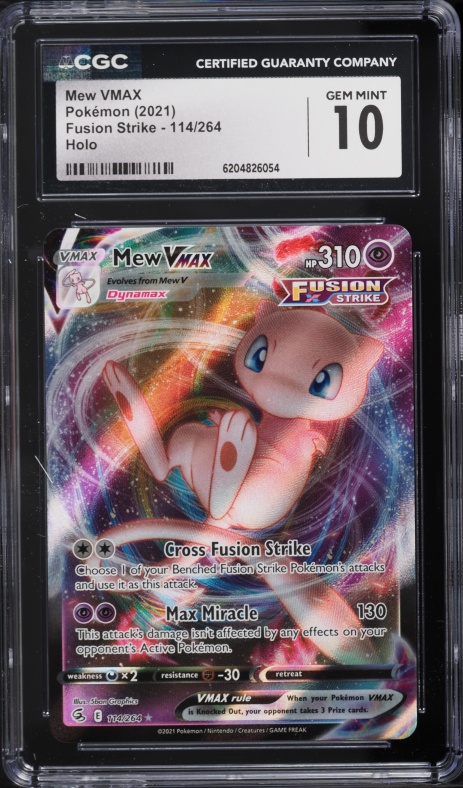 2021 Pokemon Sword & Shield Fusion Strike Full Art Mew VMAX #114 CGC 10 GEM MINT