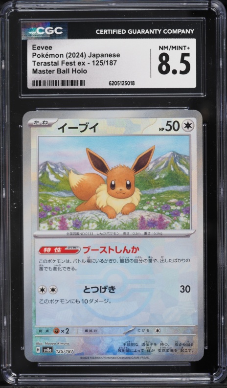 2024 Pokemon Japanese SV Terastal Fest Ex Master Ball Holo Eevee #125 CGC 8.5 NM-MT+