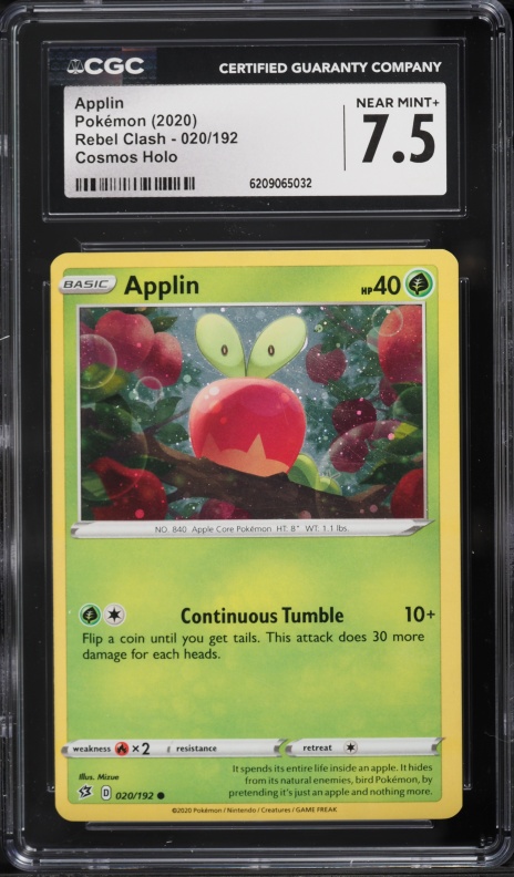 2020 Pokemon Sword & Shield Rebel Clash Cosmos Holo Applin #20 CGC 7.5 NRMT+