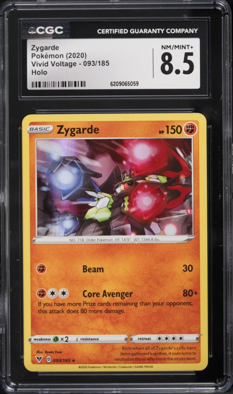2020 Pokemon Sword & Shield Vivid Voltage Holo Zygarde #093 CGC 8.5 NM-MT+