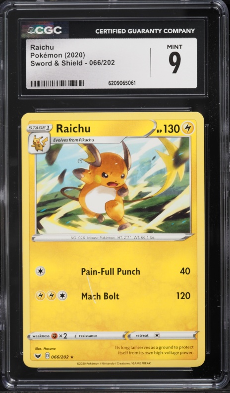 2020 Pokemon Sword & Shield Raichu #66 CGC 9 MINT