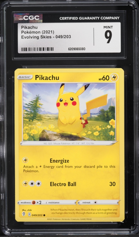 2021 Pokemon Sword & Shield Evolving Skies Pikachu #49 CGC 9 MINT