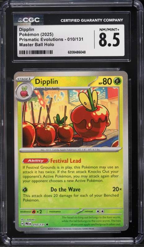 2025 Pokemon SV Prismatic Evolutions Master Ball Holo Dipplin #10 CGC 8.5 NM-MT+