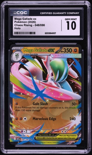 2026 Pokemon Mega Evolution Chaos Rising Holo Mega Gallade Ex #48 CGC 10 GEM MINT