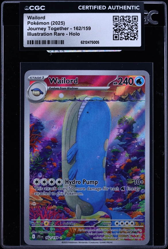 2025 Pokemon Scarlet & Violet Journey Together IR Wailord #162 CGC AUTH