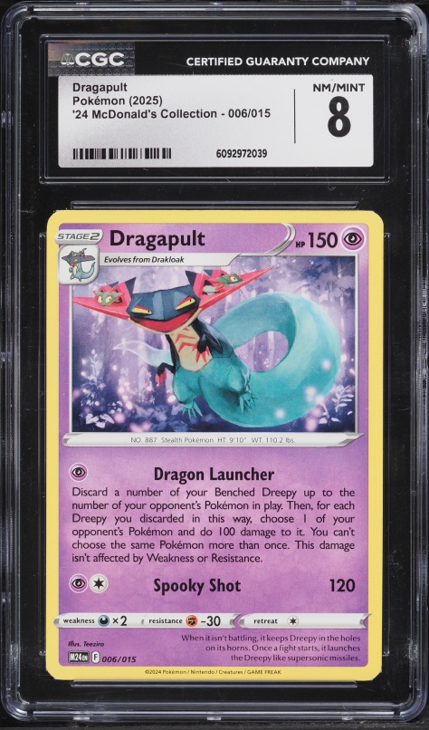 2025 Pokemon '24 McDonald's Collection Holo Dragapult #6 CGC 8 NM-MT