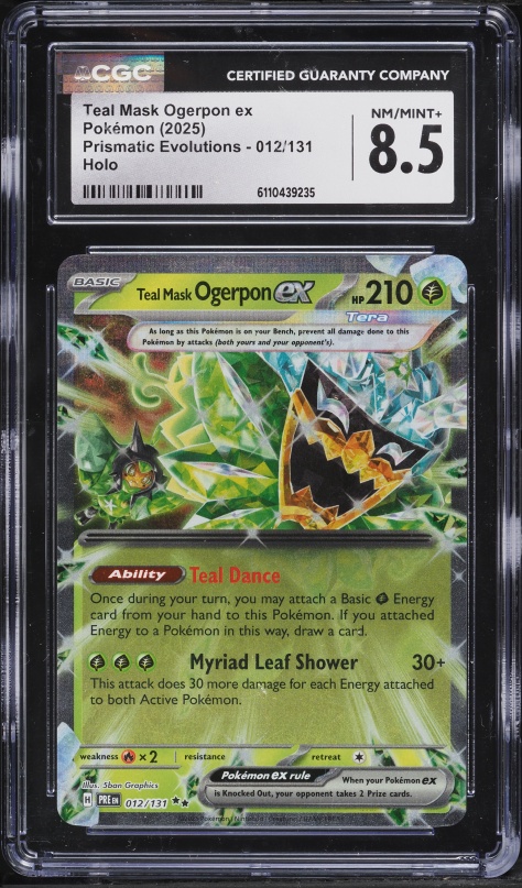 2025 Pokemon Scarlet & Violet Prismatic Evolutions Holo Teal Mask Ogerpon Ex #12 CGC 8.5 NM-MT+