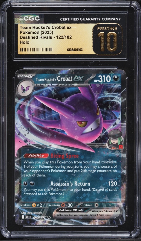2025 Pokemon Scarlet & Violet Destined Rivals Holo Team Rocket's Crobat Ex #122 CGC 10 PRISTINE
