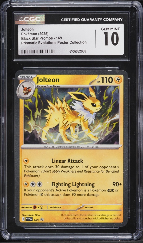 2025 Pokemon SV Promo Prismatic Evolutions Poster Collection Jolteon #169 CGC 10 GEM MINT